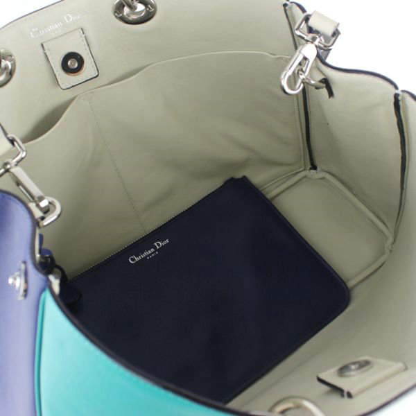 Christian Dior diorissimo original calfskin leather bag 44373 green&blue&apricot